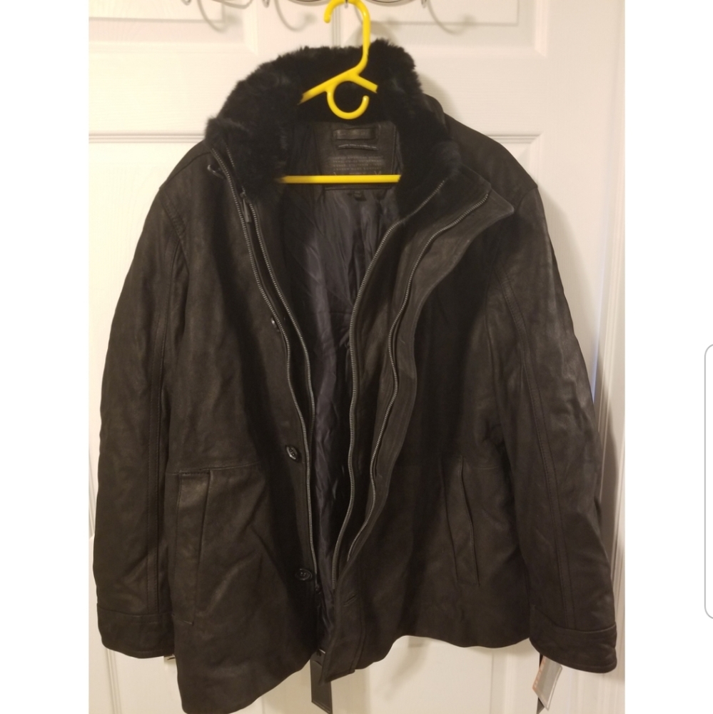 Andrew Marc Coat with Rabbit Fur Collar